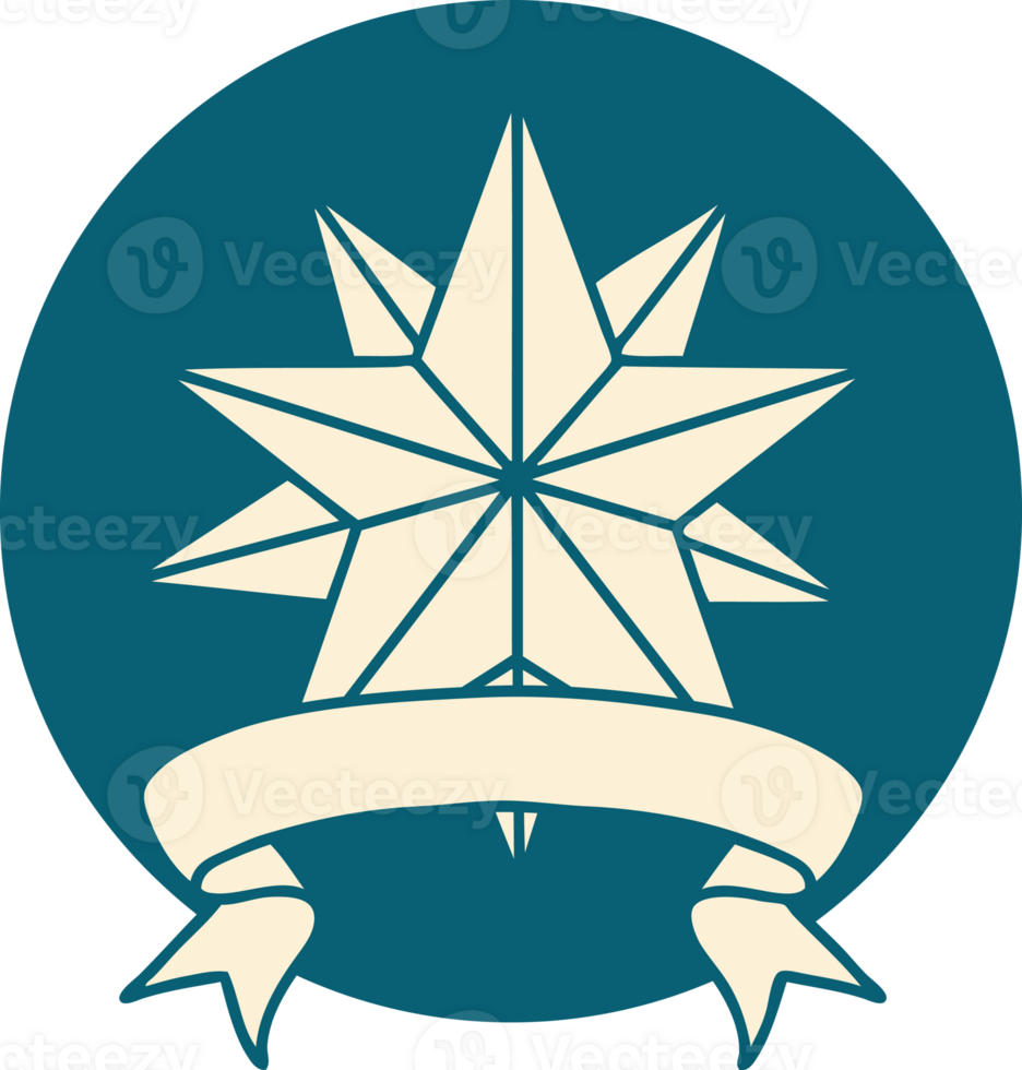 icon with banner of a star png