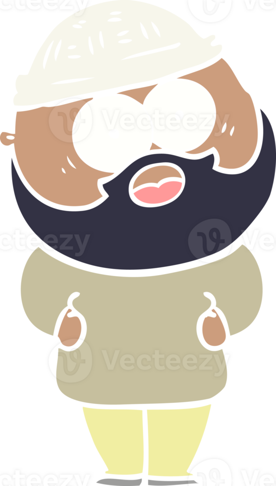 flat color style cartoon surprised bearded man png