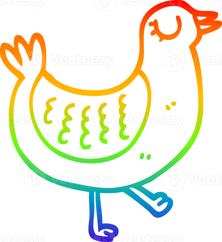 rainbow gradient line drawing cartoon bird png