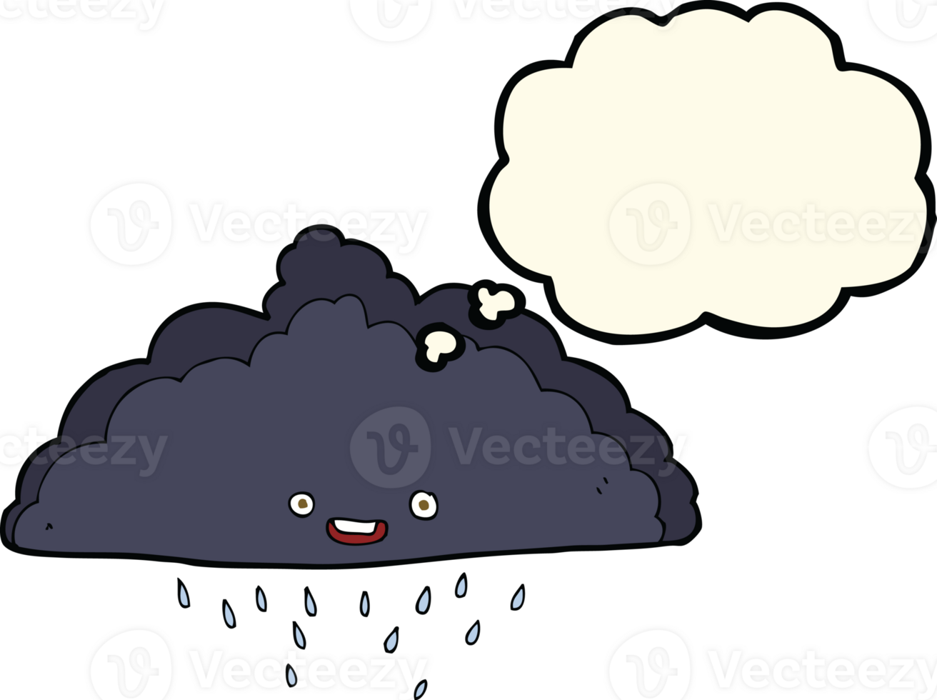 cartoon rain cloud with thought bubble png