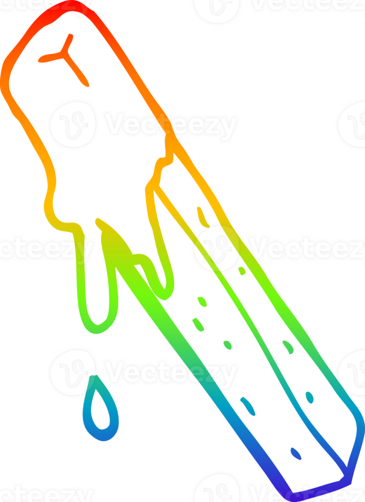 rainbow gradient line drawing of a cartoon dipped fry png