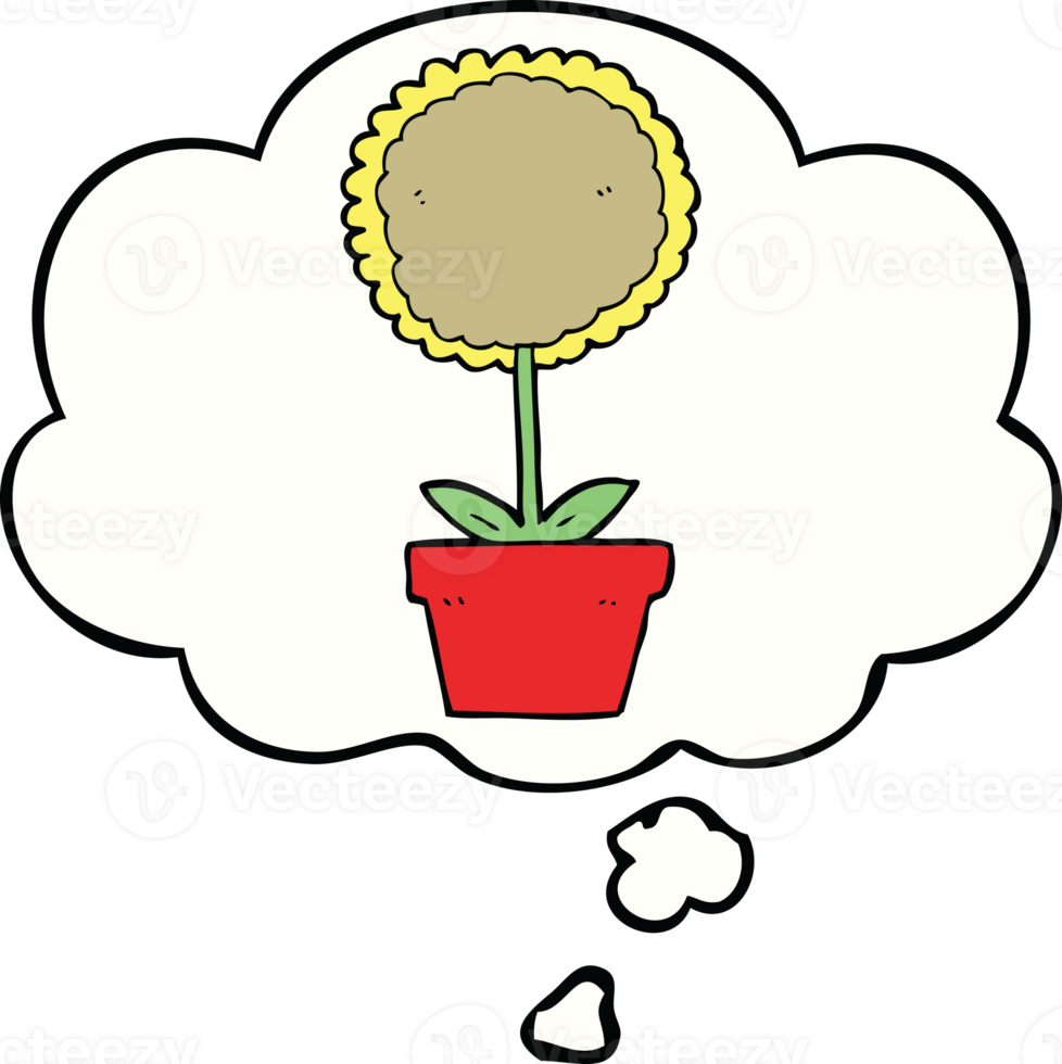 cute cartoon flower with thought bubble png