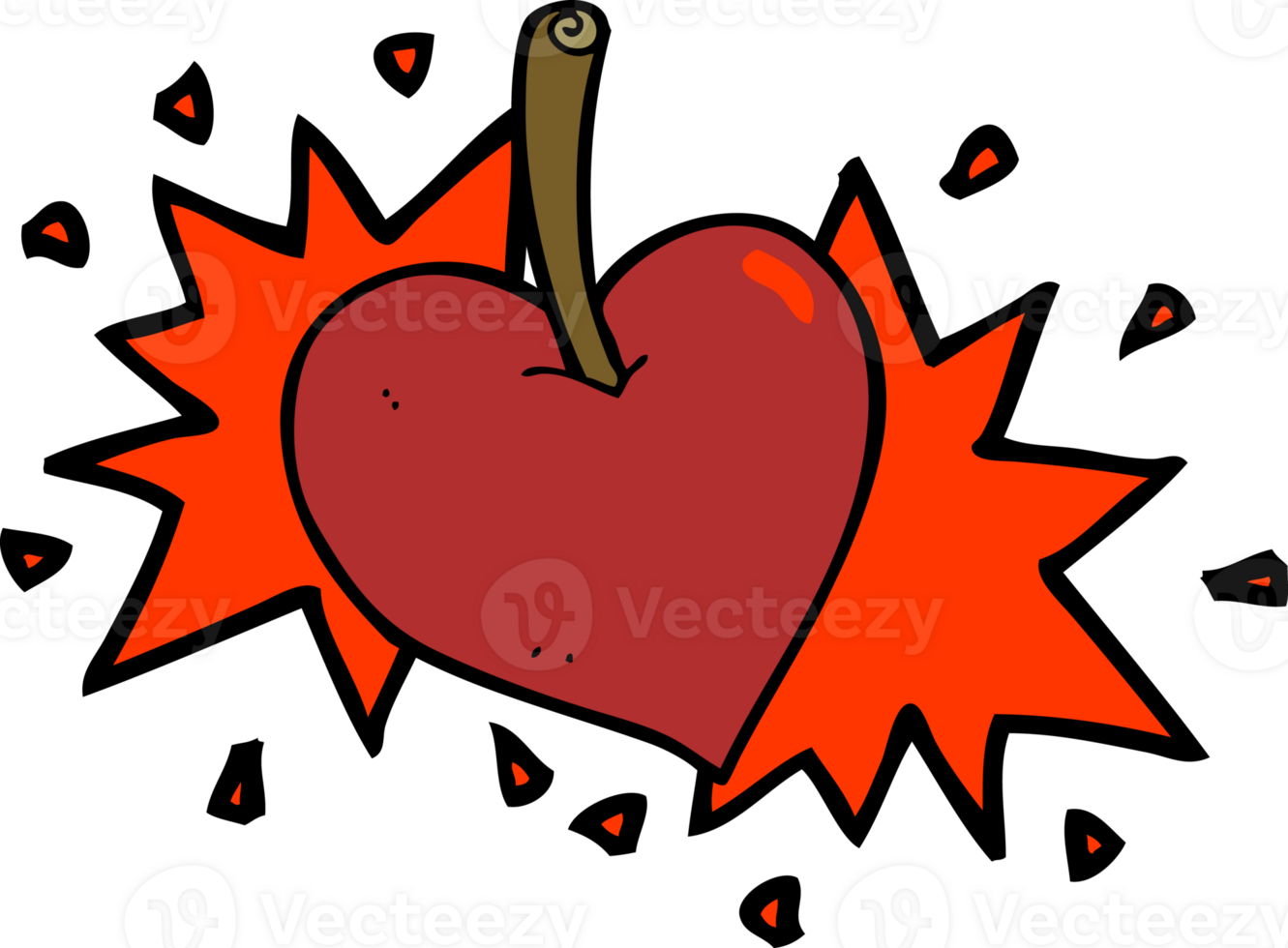 cartoon love heart cherry png