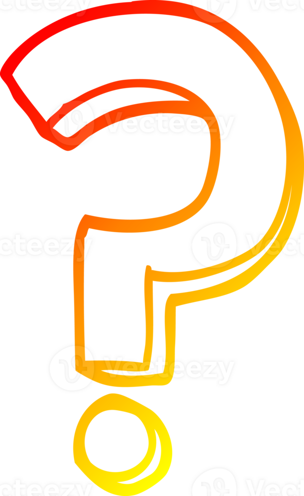 warm gradient line drawing of a cartoon question mark png
