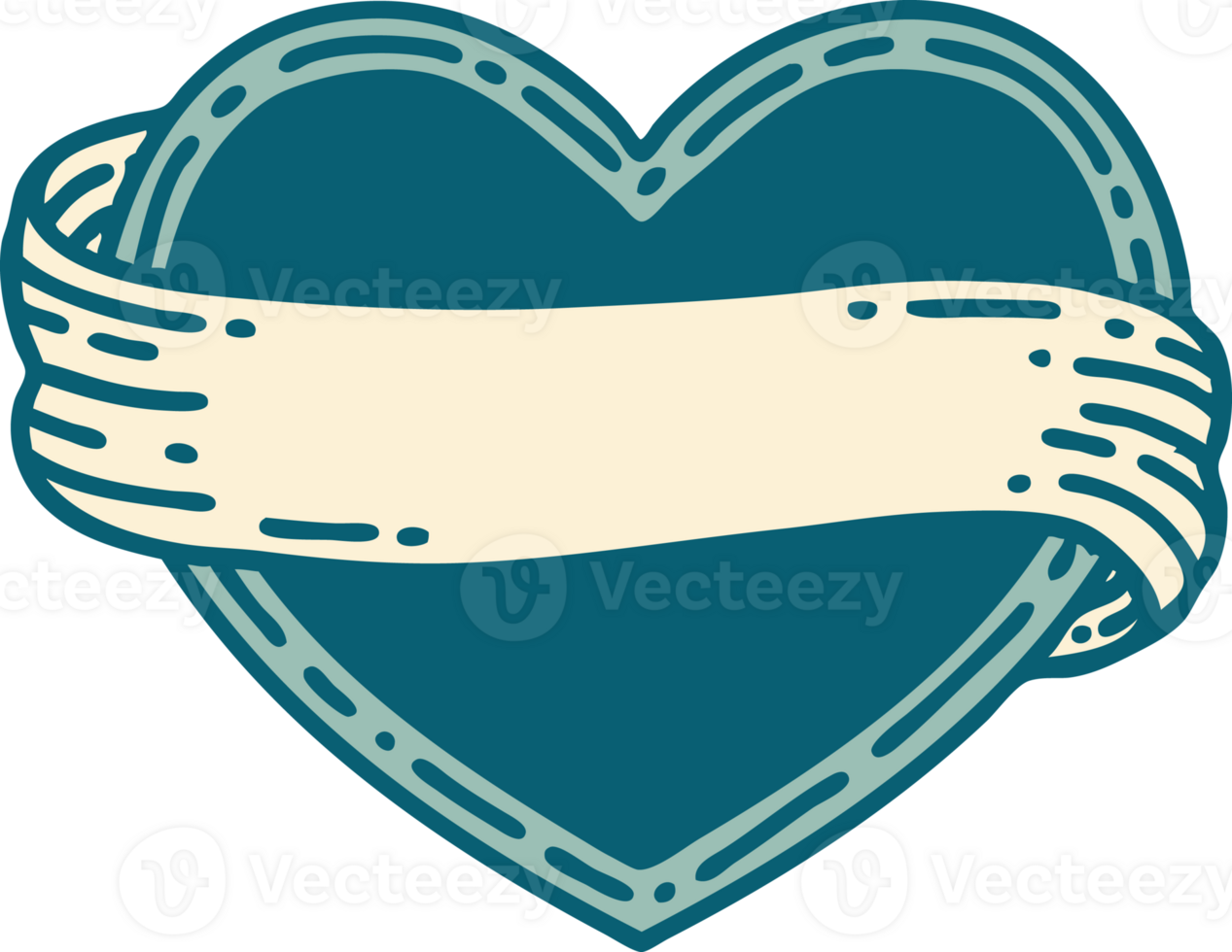 iconic tattoo style image of a heart and banner png