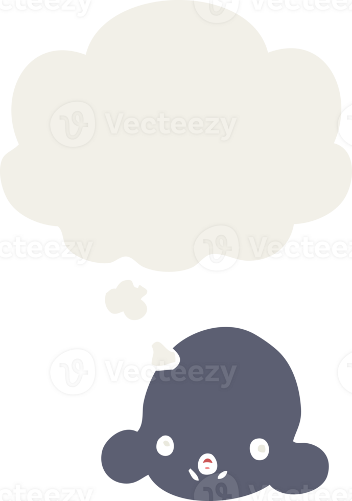 cartoon cloud with thought bubble in retro style png