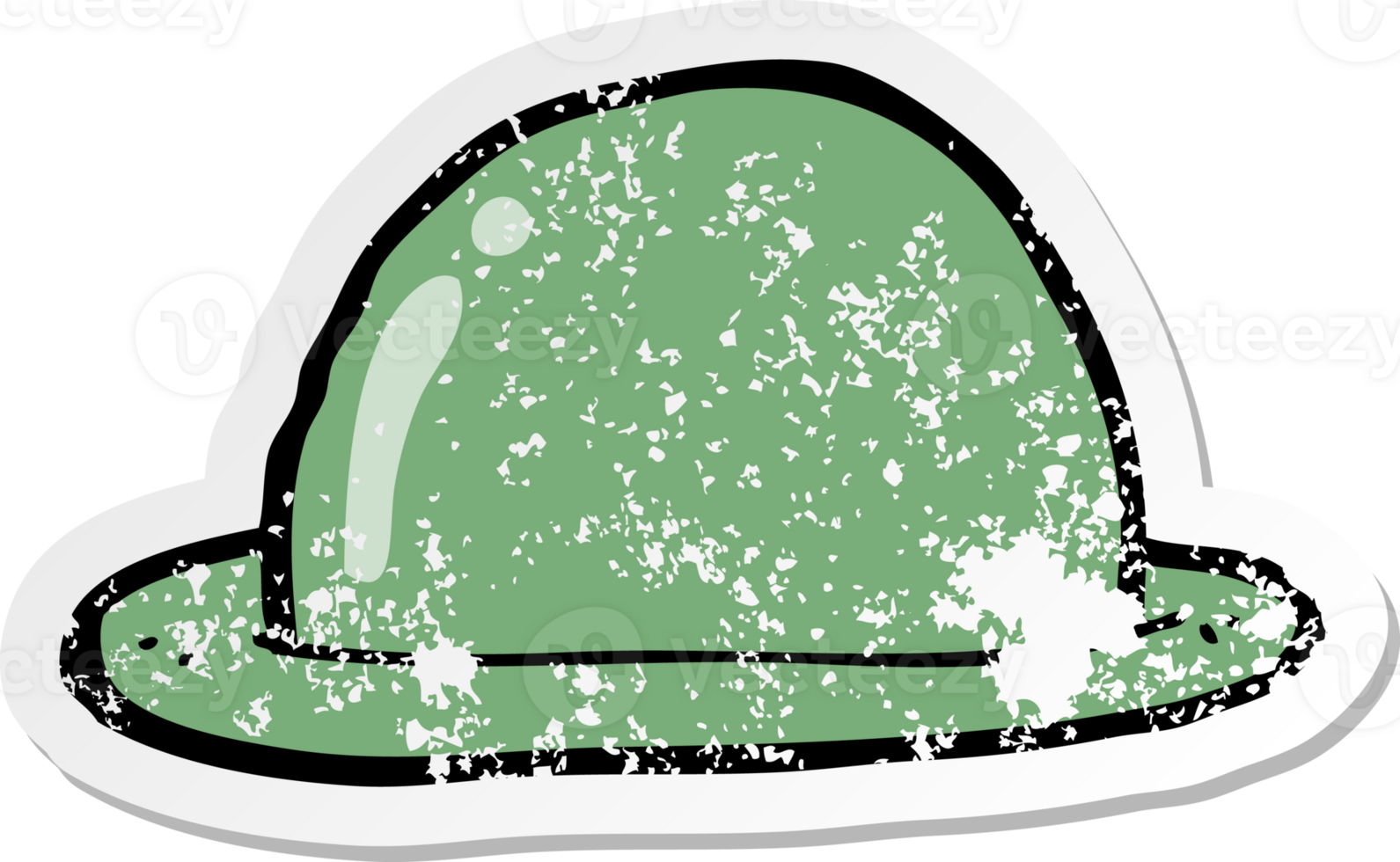 distressed sticker of a cartoon bowler hat png