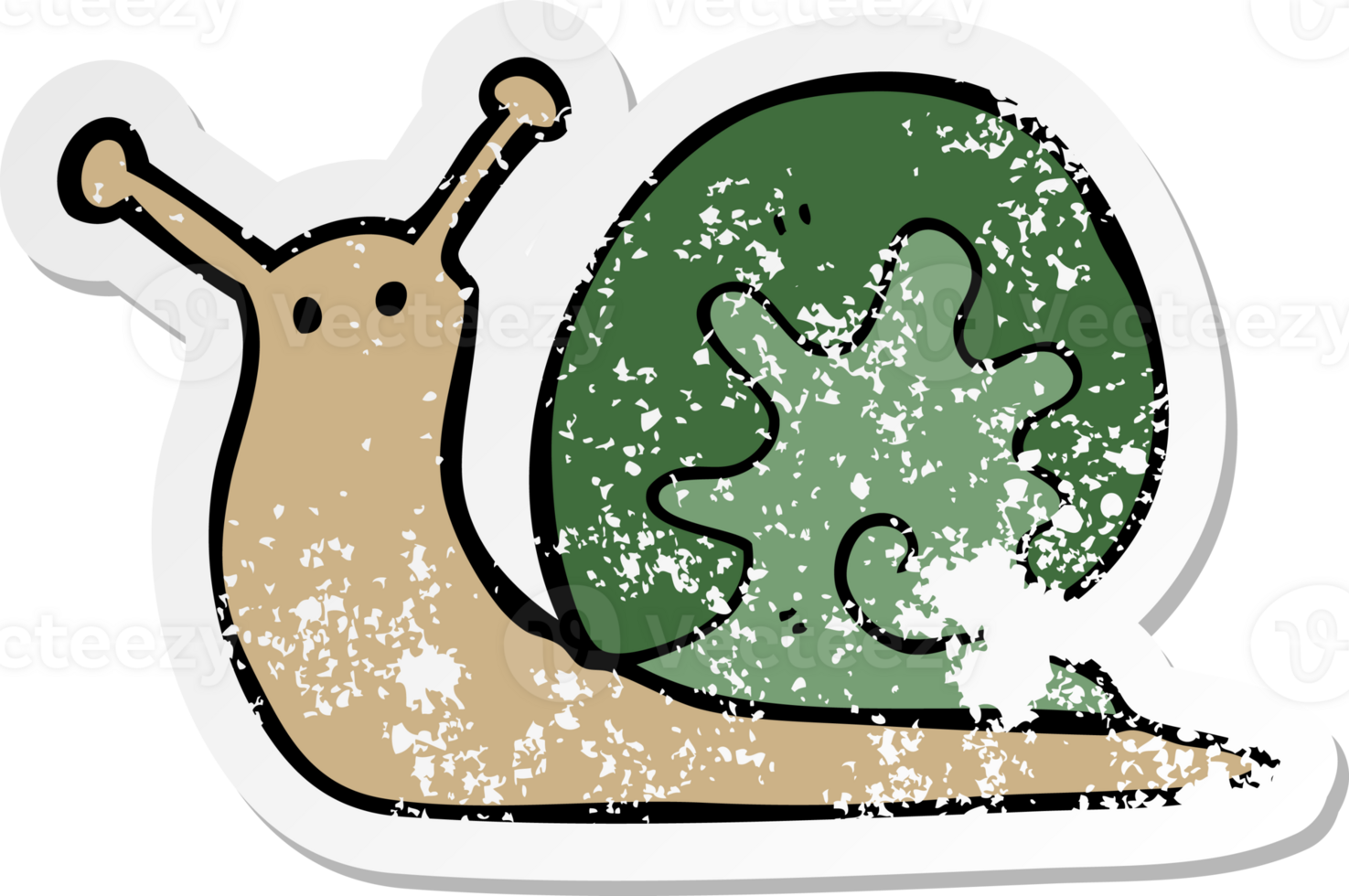 distressed sticker of a cartoon snail png