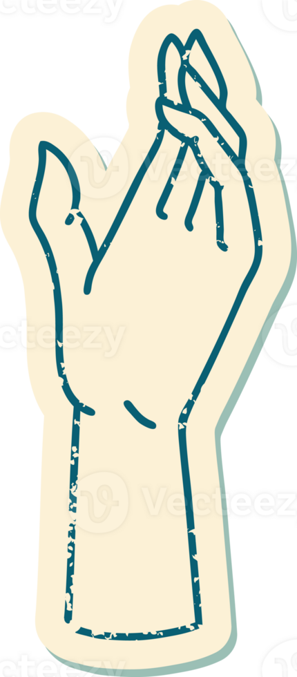 iconic distressed sticker tattoo style image of a hand png