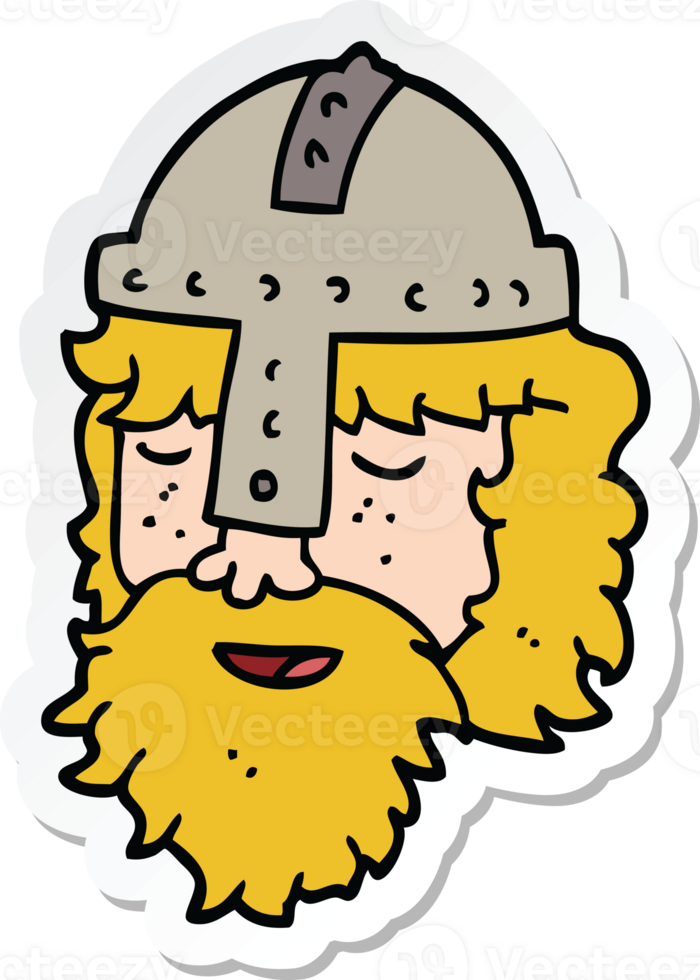 adesivo de um rosto de viking de desenho animado png