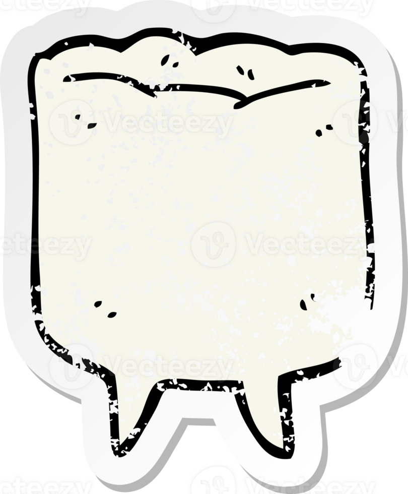 distressed sticker of a cartoon tooth png