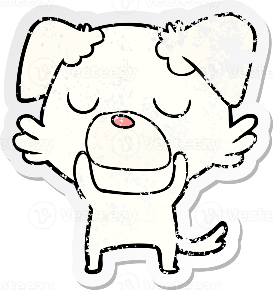 distressed sticker of a cartoon dog png