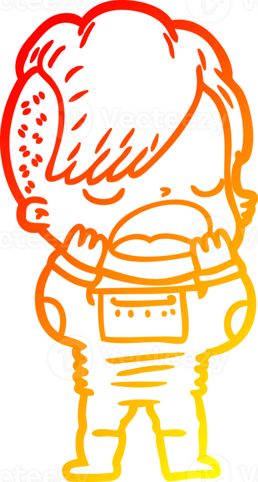 warm gradient line drawing of a cartoon cool hipster girl in space suit png