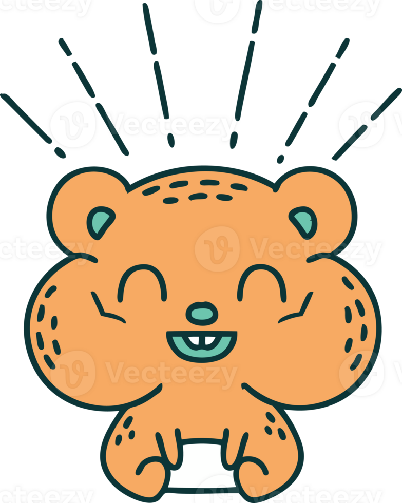 illustration of a traditional tattoo style happy hamster png
