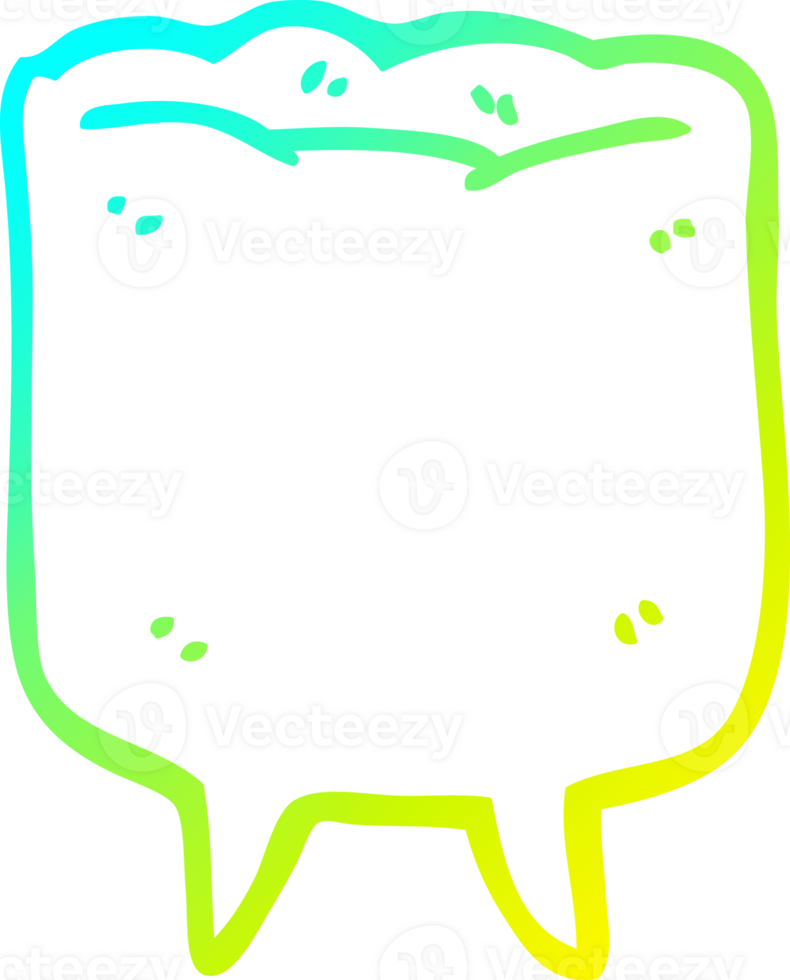 cold gradient line drawing of a cartoon tooth png