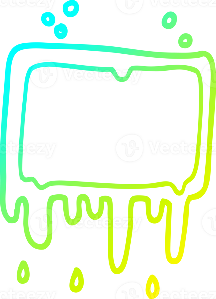 cold gradient line drawing of a cartoon dripping banner png