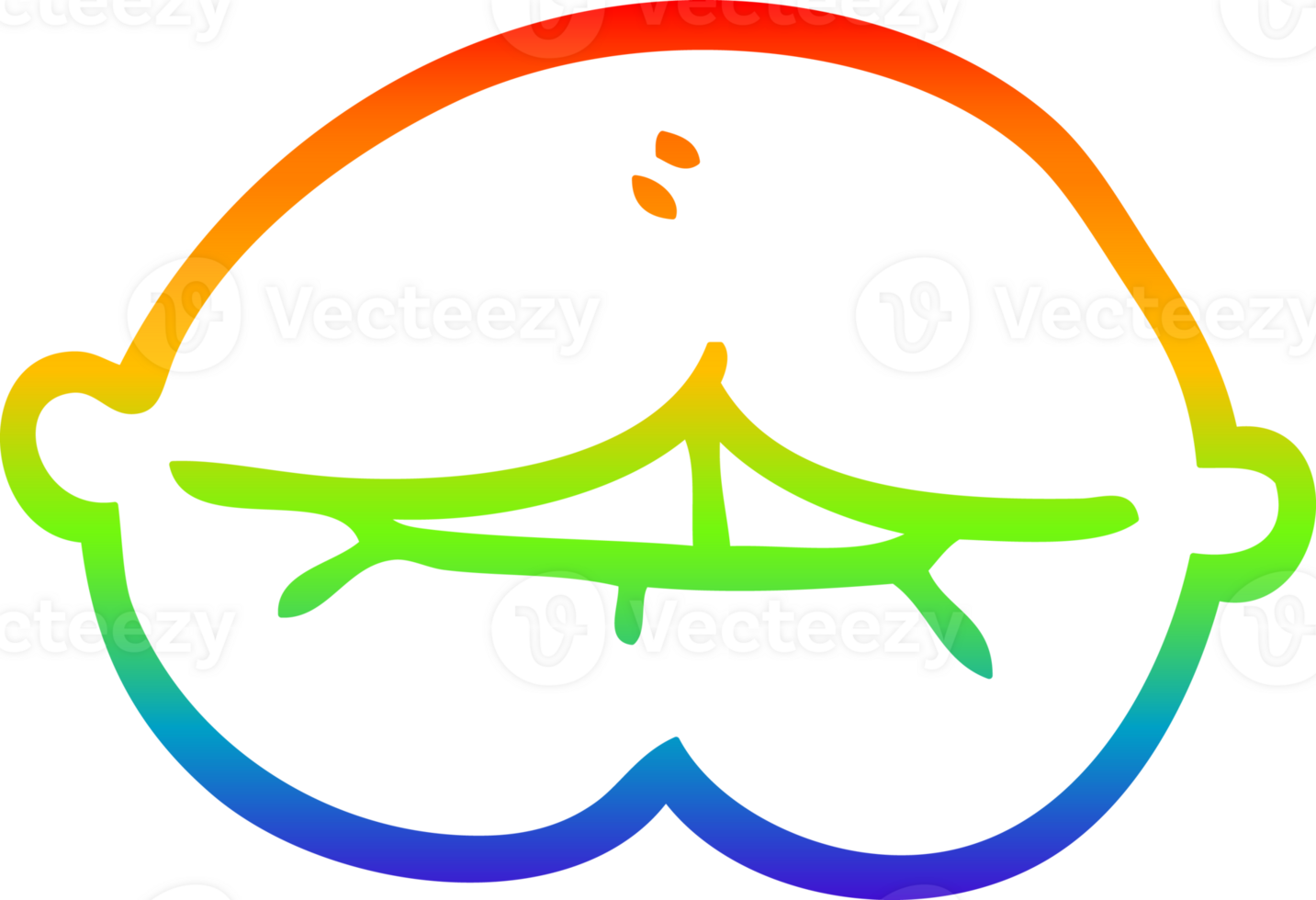 rainbow gradient line drawing of a cartoon mouth biting lower lip png