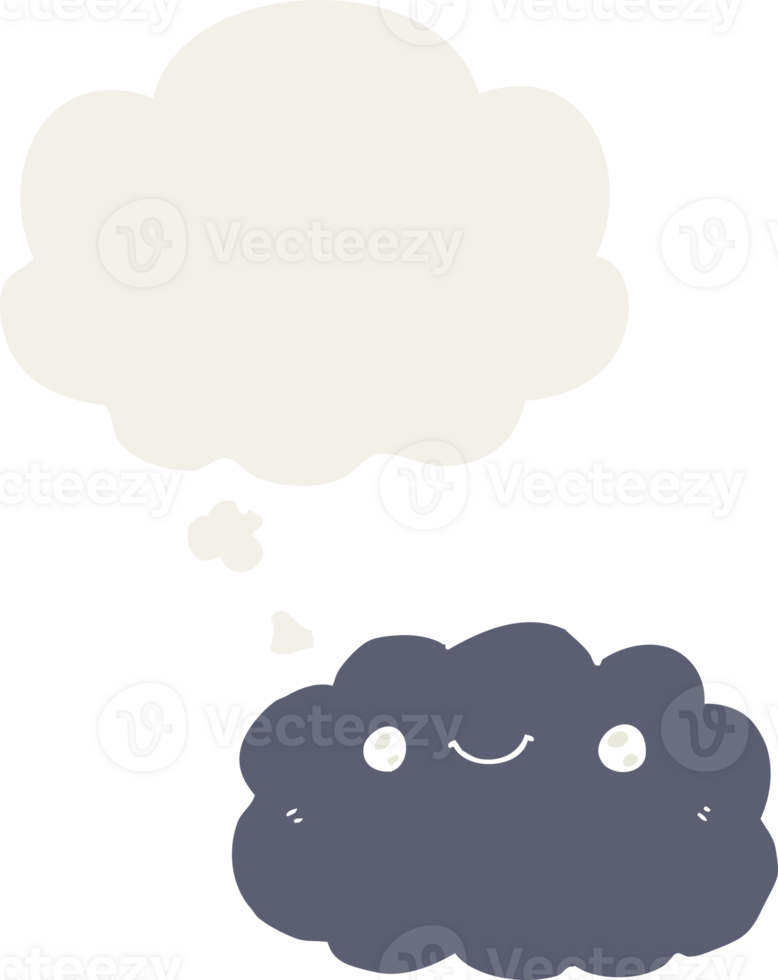 cartoon cloud with thought bubble in retro style png