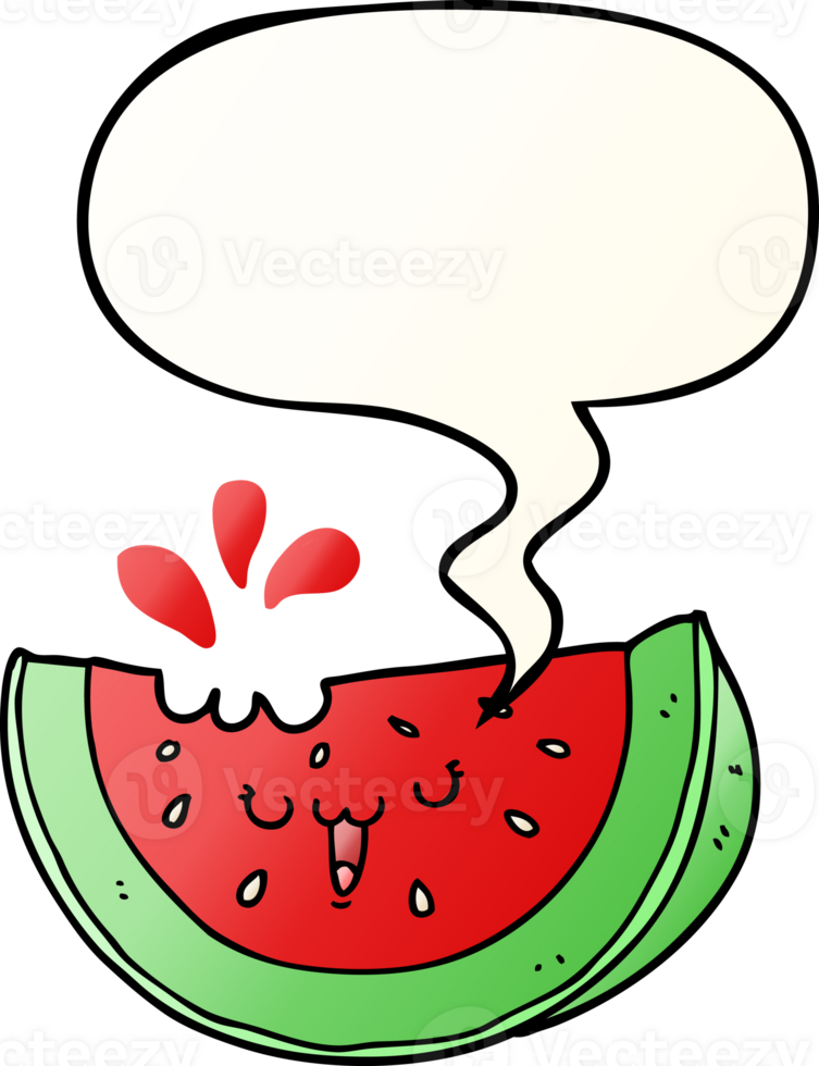 cartoon watermelon with speech bubble in smooth gradient style png