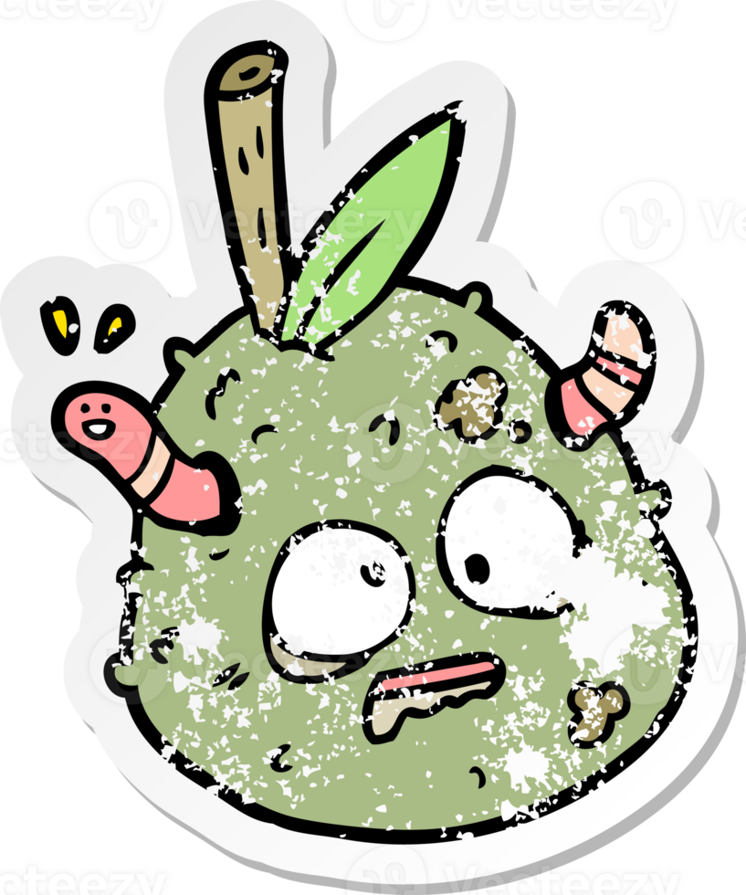 distressed sticker of a cartoon old pear png