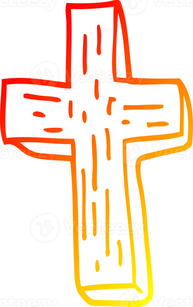 warm gradient line drawing of a cartoon anti vampire cross png