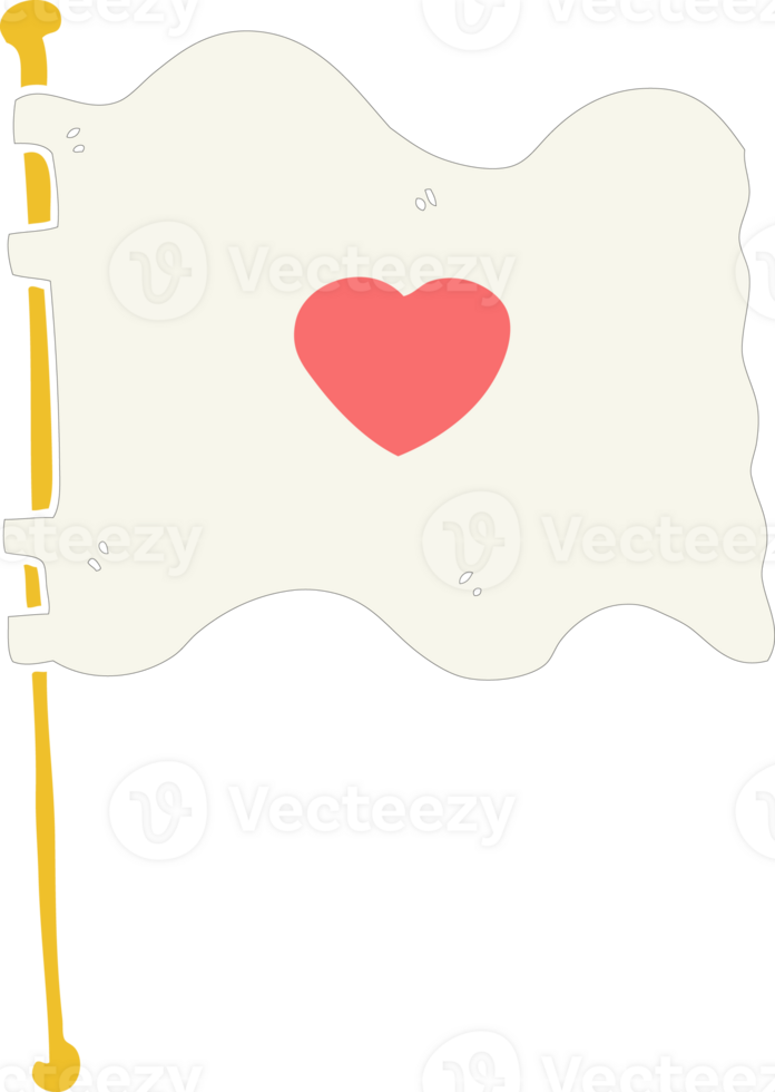 flat color style cartoon flag with love heart png