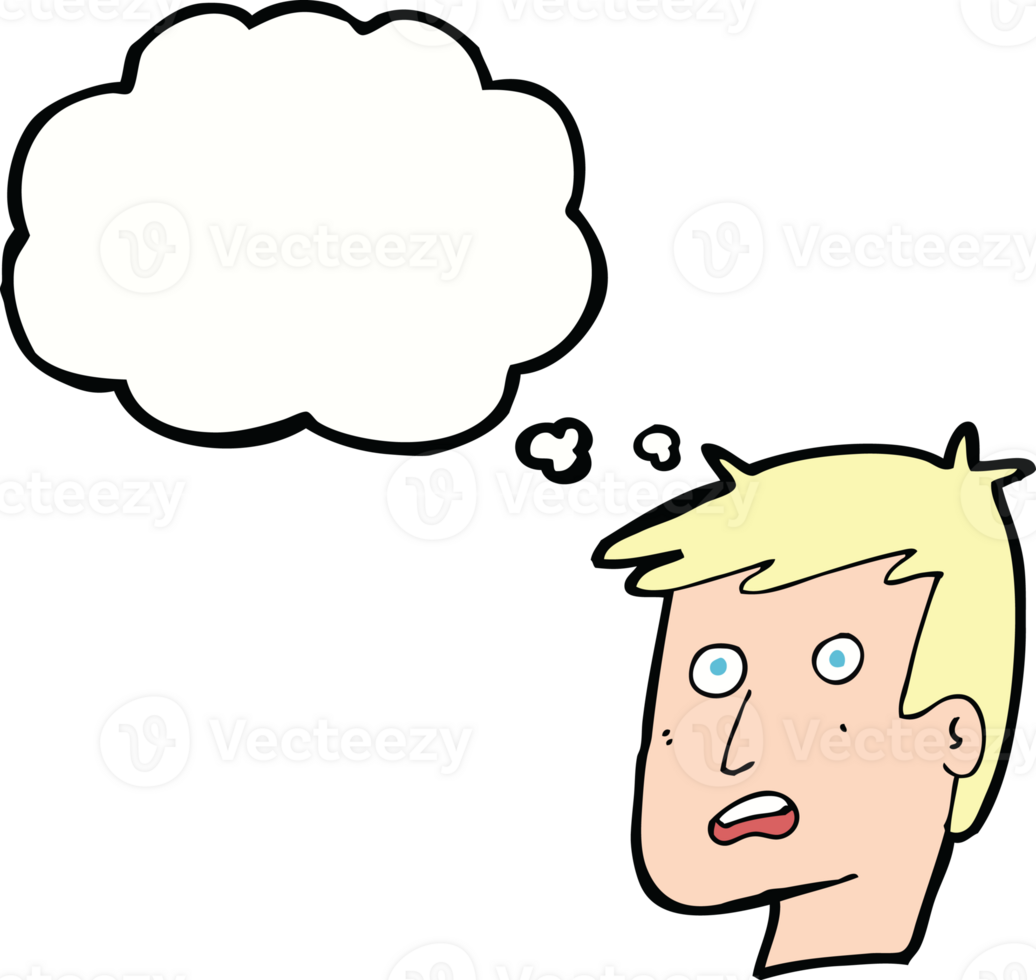 cartoon unhappy face with thought bubble png