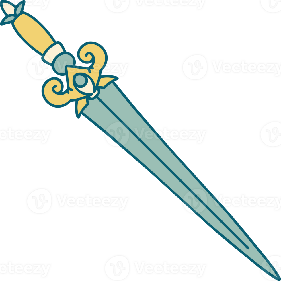 iconic tattoo style image of a dagger png