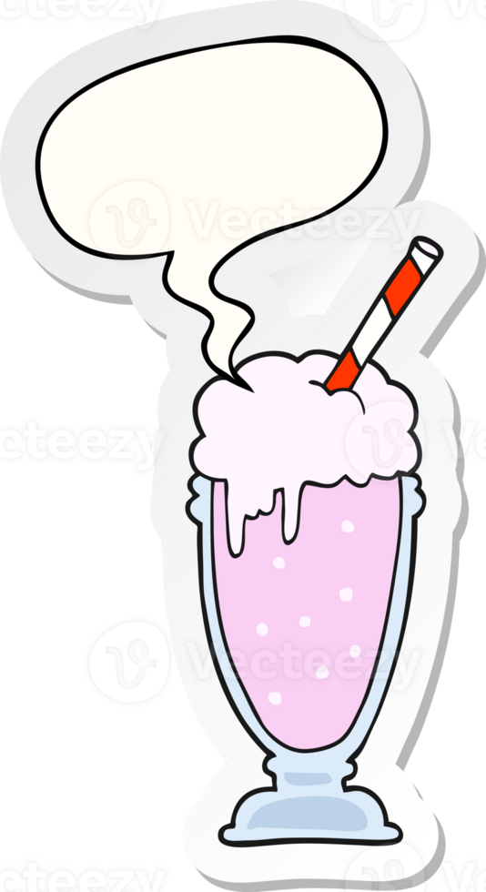 cartoon milkshake with speech bubble sticker png