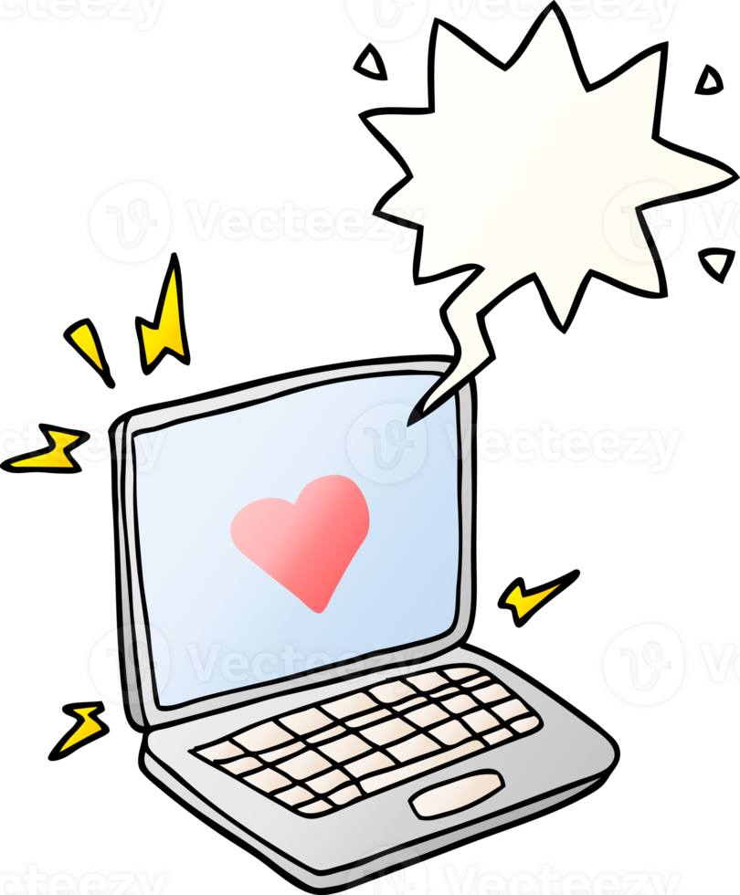 internet dating cartoon  with speech bubble in smooth gradient style png