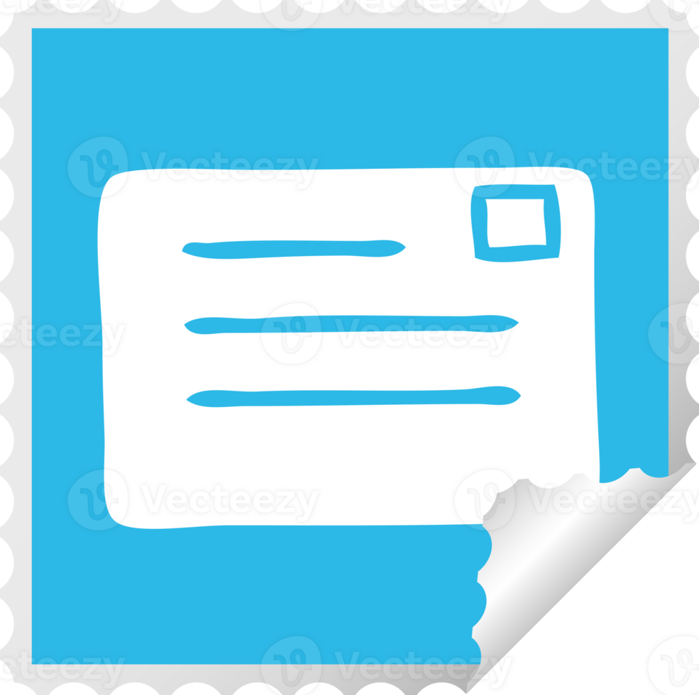 square peeling sticker cartoon of a letter png
