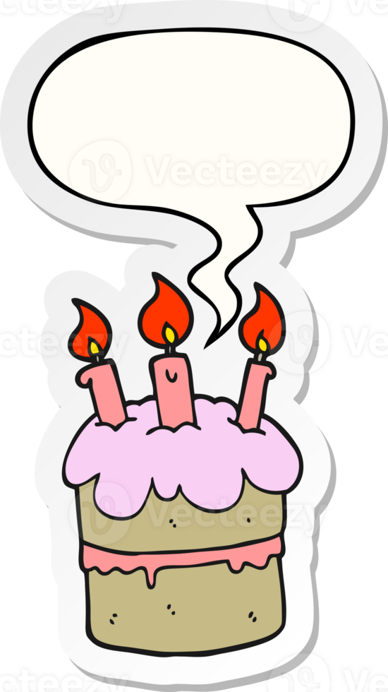 cartoon birthday cake with speech bubble sticker png