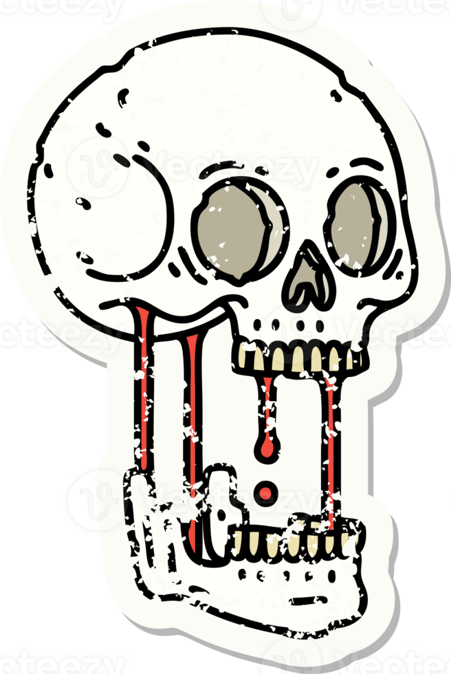 distressed sticker tattoo in traditional style of a skull png