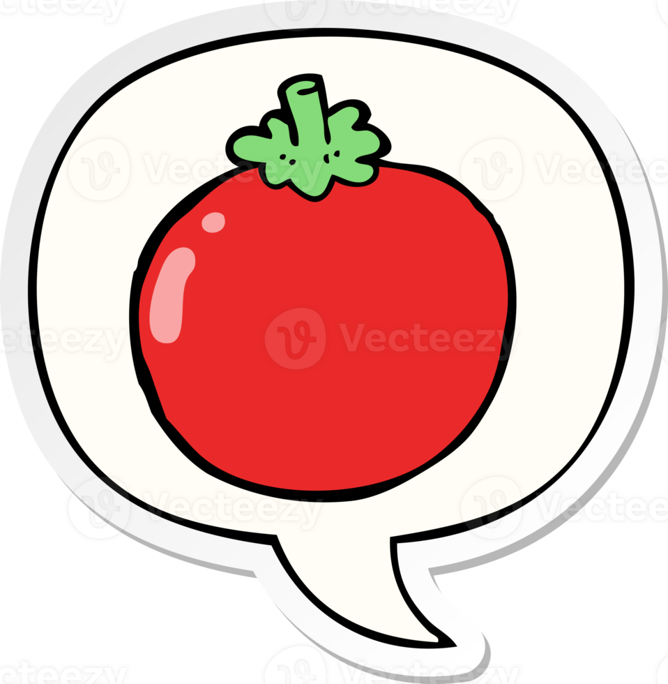 cartoon tomato with speech bubble sticker png