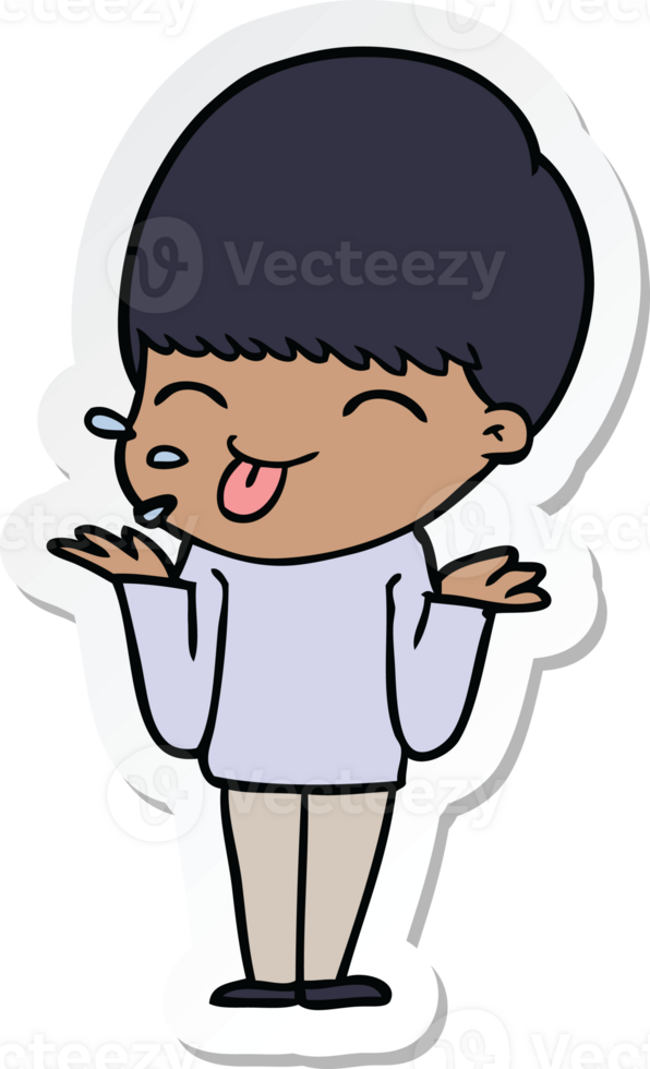 sticker of a cartoon boy sticking out tongue png