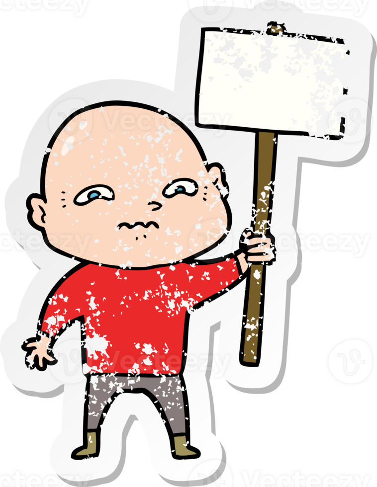 distressed sticker of a cartoon nervous man png