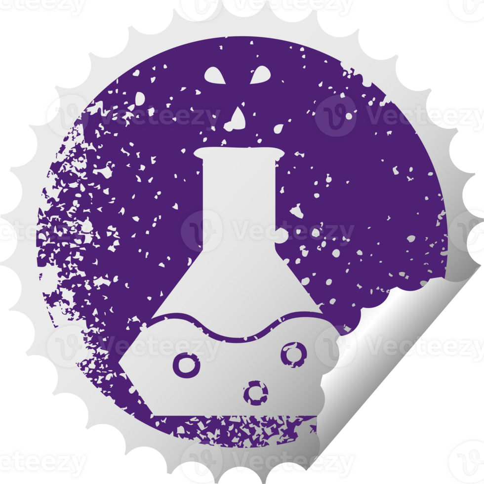 distressed circular peeling sticker symbol of a science experiment png