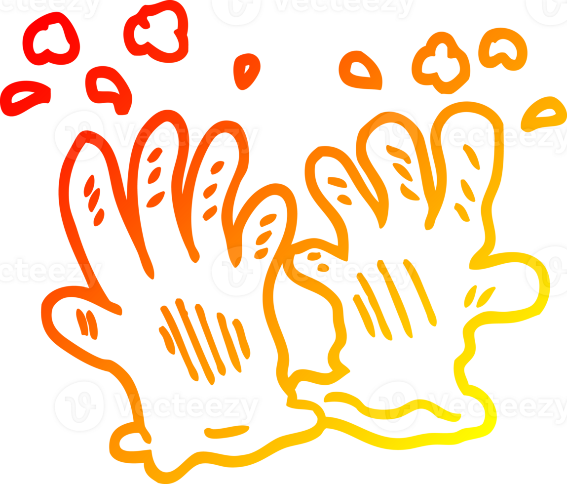 warm gradient line drawing of a cartoon sterile gloves png