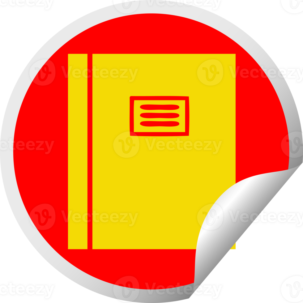 circular peeling sticker cartoon of a journal book png