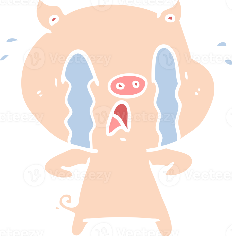 crying pig flat color style cartoon png