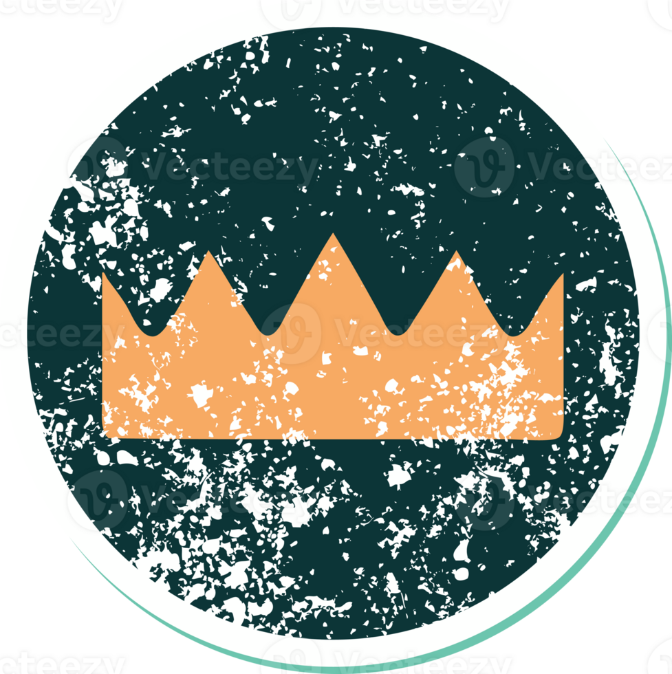 iconic distressed sticker tattoo style image of a crown png