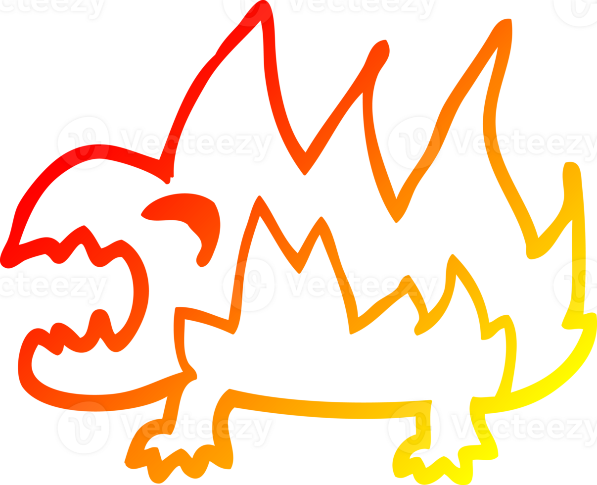 warm gradient line drawing of a cartoon fire demon png