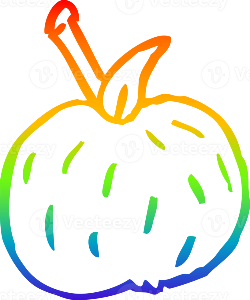 rainbow gradient line drawing of a cartoon tomato png