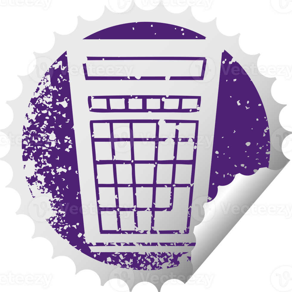 distressed circular peeling sticker quirky symbol calculator png