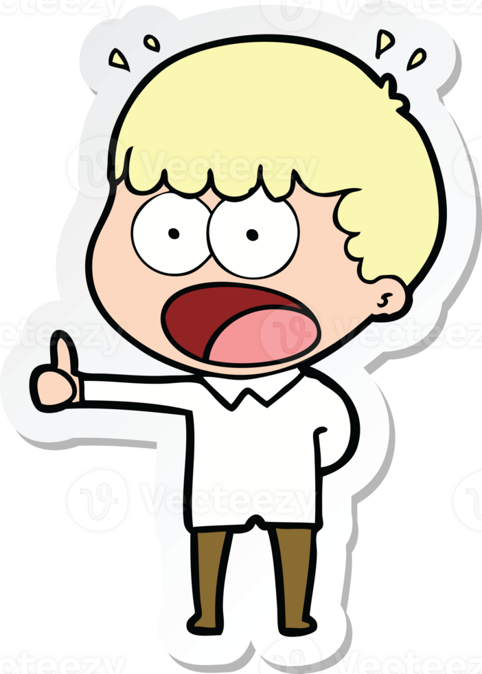 sticker of a cartoon shocked man png