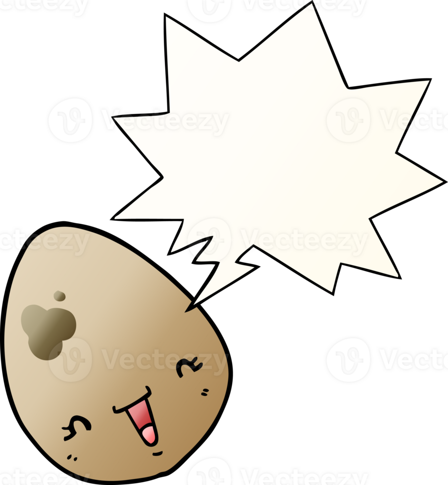 cartoon egg with speech bubble in smooth gradient style png