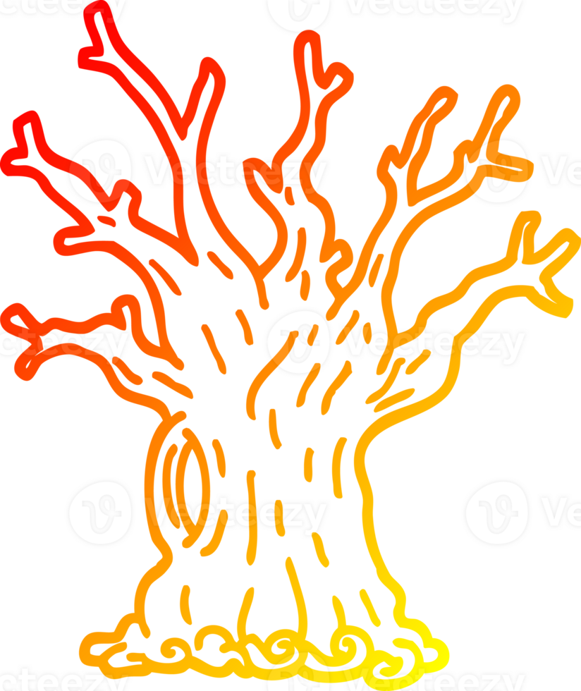 warm gradient line drawing of a cartoon tree png