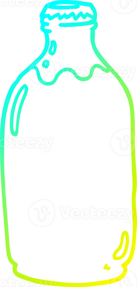 cold gradient line drawing of a cartoon milk bottle png