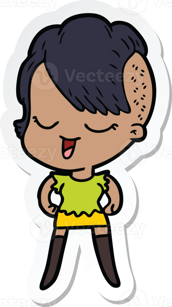 sticker of a happy cartoon girl png