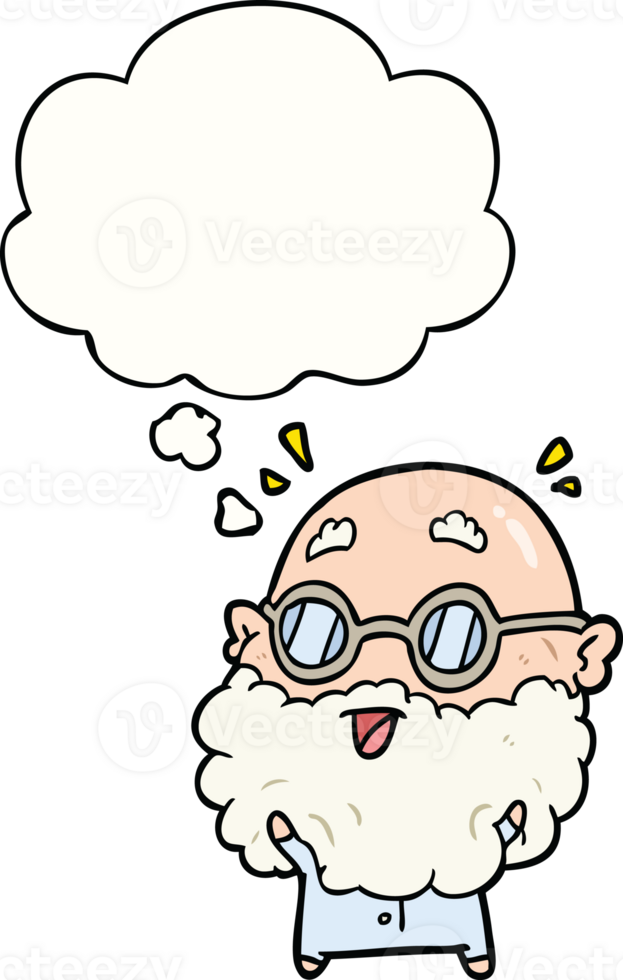 cartoon surprised old man with thought bubble png